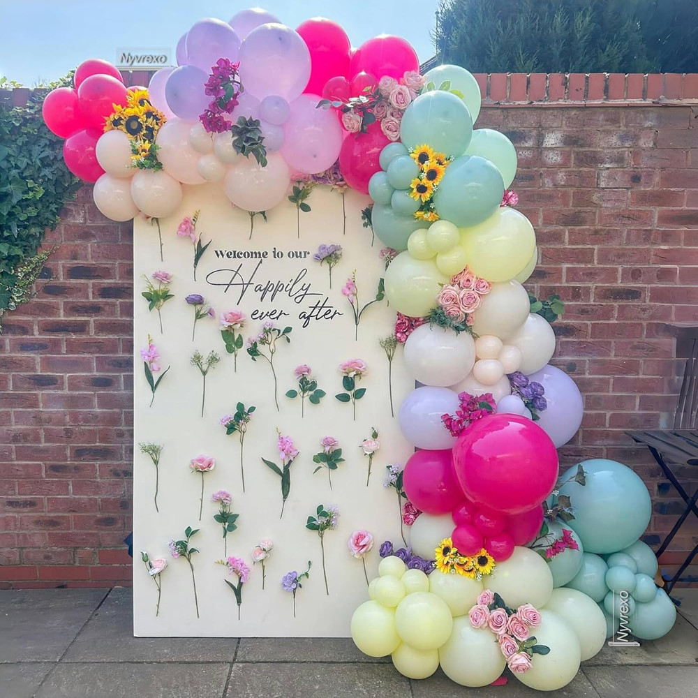 154-Piece Pastel Wildflower Balloon Arch Kit for Party Decorations