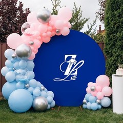 Babenest 7.2FT Royal Blue Round Backdrop Cover, Two-Sided Spandex Circle Balloon