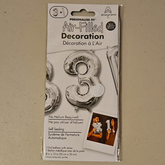 Anagram Silver Number 3 Foil Balloon Air-Filled No Helium Birthday Decor