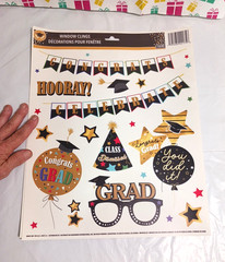 Graduation Party Supplies. Decorations, stickers, clings, plates, napkins, glass