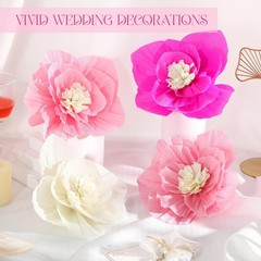 Tissue Paper Flowers 24 Pcs 8″ 10″ 12″ Hot Light Pink for Wedding Party