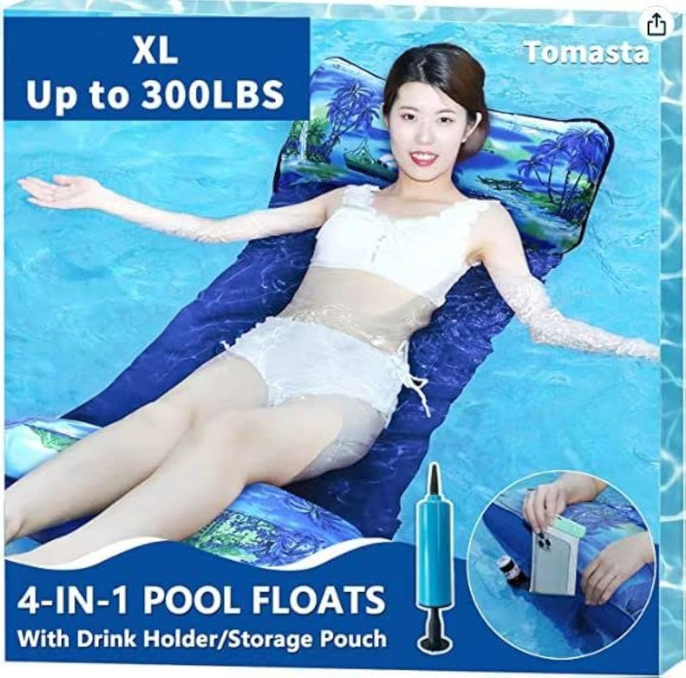 Pool Hammock,Inflatable Water Hammock for Adult, Fabric Mesh Floating up to 300
