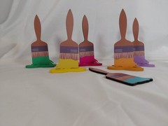 Paint Brush Multicolor Die Cut Shapes for Paint Party Theme Table Decorations