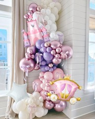 Princess Balloon Garland Arch Kit, 161pcs Pastel Pink Purple Chrome Gold Ball…