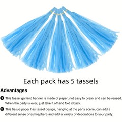Party Hanging Decoration Tissue Tassels Paper Garland Bunting Wedding Birthday