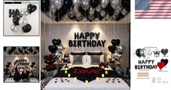Candlelight Romantic Birthday Decorations: Black & Silver Theme for 73 PCS Setup