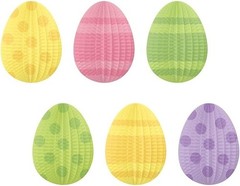 Amscam Mini Eggs-Shaped Hanging Decorations, Pleated Paper (6 Per Pack), 5″, Mul