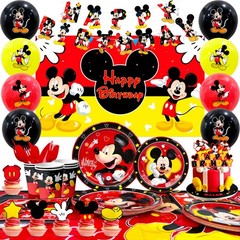Mickey Mouse Party Supplies 112 Pcs Party Decorations Tableware Balloons Plates