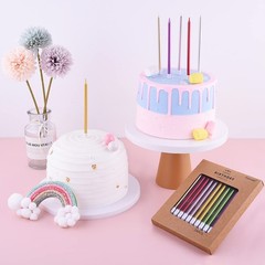 PHD CAKE Black Long Thin Birthday Candles, Cake 24 count,