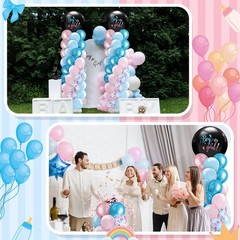 2 Sets Gender Reveal Balloon Column Stand Kit Jumbo Black Baby Boy or Girl Ba…