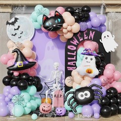 166pcs Halloween Balloon Arch Kit – Pastel Rainbow & Black Latex Balloons wit…