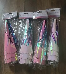12 Paper Unicorn Horn COLOR PINK WHITE Birthday Party Decor