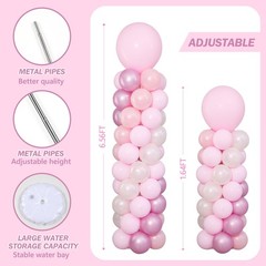 Pink and White Balloon Column Stand Kit of 2 with Balloons