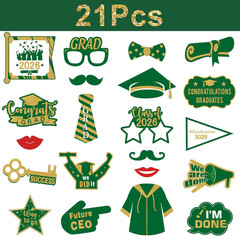 Graduation Photo Booth Props, 21Pcs Graduations Picture Props 2026 for Photoshoo