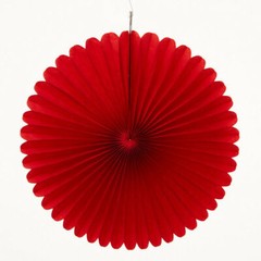 6in 6pc Red Round Tissue Paper Fans – Wedding Birthday Party Decor, Eco-Friendly