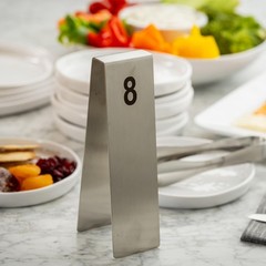 12795 Vertical Table Tent Number Signs, 1-25 Set, Double-Sided Stainless Stee…