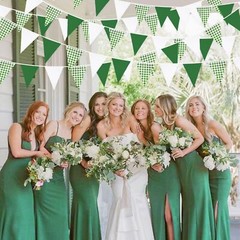 32Ft Green Party Decorations Green Buffalo Plaid Checkered White Triangle Fla…