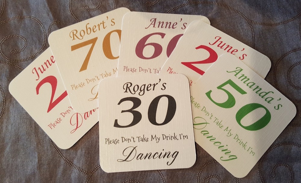 100 Beer Mats, don’t take my drink, I’m Dancing, any colour wording, 1 mm thick