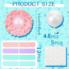 96 Pcs Mermaid Shell Party Decorations Include Pastel Tissue Paper Pom Poms and