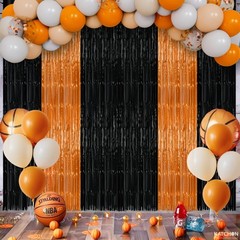 , Graduation Decoration Set – Pack Of 54 | Orange and Black Fringe Backdrop w…