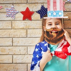 Patriotic Star Banner 3D Red Blue Star Garland Pre-Assembled 4th of July Fabric