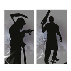 Halloween Window Silhouettes Horror Decorations Reusable Spooky Party Decor x 2