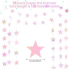 Patelai Glitter Star Garland Banner Decor 130 Feet Star Hanging Bunting Banner