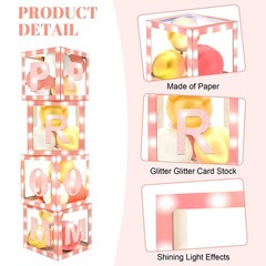 8 PCS 12 Inch Pink 2026 Prom Graduation Boxes Decor Photo Booth Column Standup