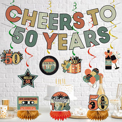 50Th Birthday Decorations Women Men, Cheers to 50 Years Banner Centerpieces Hang