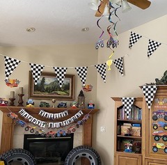 Checkered Themed Banner, 21 Pcs Flags, 30ft String, Race Car Party Decor
