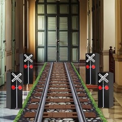 2 Pcs Train Party Decorations 17 Inch Railroad Crossing Sign Track Classic