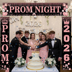 3 Pcs Prom Night Decorations 2026 Graduation Party Supplies Pink Glitter Prom Se