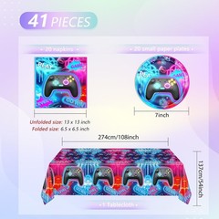 41pc Video Game Party Decorations Tableware Supplies Set Includes Partyware