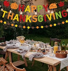 Glittery Happy Thanksgiving Banner Thanksgiving Banner Circle Dots Garland wi…