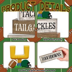 4 PCS Football Table Decorations Tiered Tray Decor Sport Game Centerpiece Sign