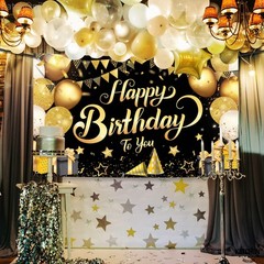 KatchOn, Black and Gold Happy Birthday Banner – XtraLarge 72×44 Inch | Birthd…