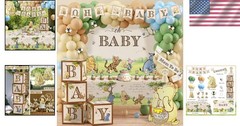 Baby Shower Decorations Winnie Bear Balloons Banner Backdrop Kit for Gender