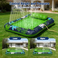 Inflatable Tanning Pool Lounger Float with Sprinkler, XXL Large Pool Floats A…
