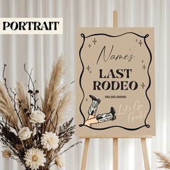 Personalised Hen Do Welcome Sign: Beige Colour ‘Last Rodeo’ Decoration