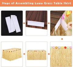 Reusable Hawaiian Table Skirts – 2 Pack, 108 x 29.5 Inches for All Summer Events