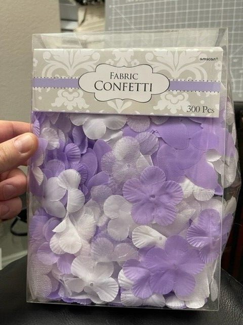 Fabric Confetti White/Purple Flower Confetti 300ct. Party Decoration New!!!