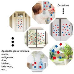 34Pcs Patriotic Thick Gel Clings Red Blue Star 4th of July Star Reusable Window