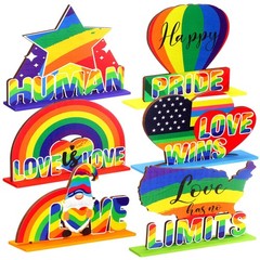 6 Pcs Pride Month Rainbow Table Wooden Decorations Lgbt Centerpieces Gay Prid…