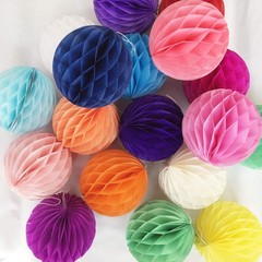 20 PCS Honeycomb Flower Balls Tissue Paper Pom Poms Wedding Decor 6 Inch Multi