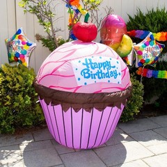 Jumbo Inflatable Happy Birthday Cup Cake Extra Large Birthday Internal Fan