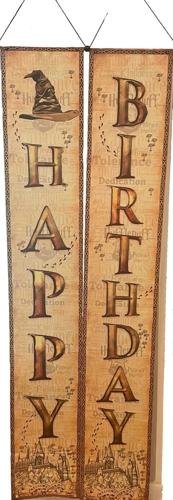 Harry Potter Birthday Party Decorations Happy Birthday Banners Hanging, 2 pieces