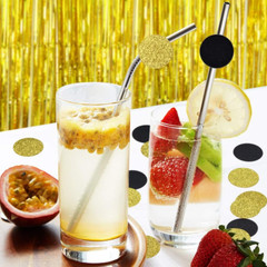 400Pcs Glitter Paper Confetti Circles Dots Party Favors Gold Black Confetti Dots
