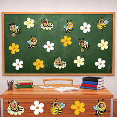 Bee Cutouts for Bulletin Board Decoration – 50 Pcs Large Flower & Honey Bee Clas