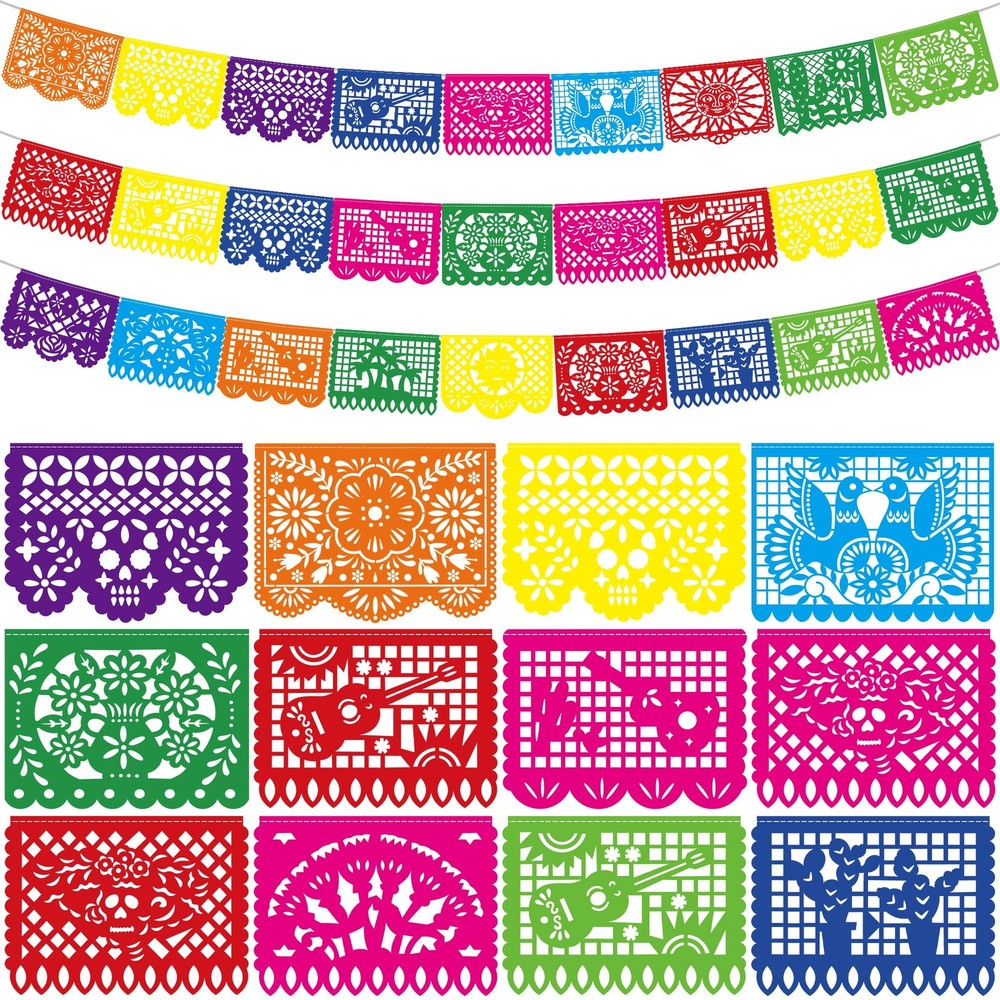 3 PCS Cinco De Mayo Decorations, Plastic Mexican Party Banner 3 PCS, Colorful