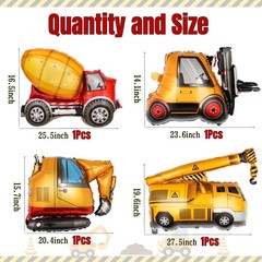 13pcs Construction Theme Birthday Party Decorations, Number 1 Large Construct…